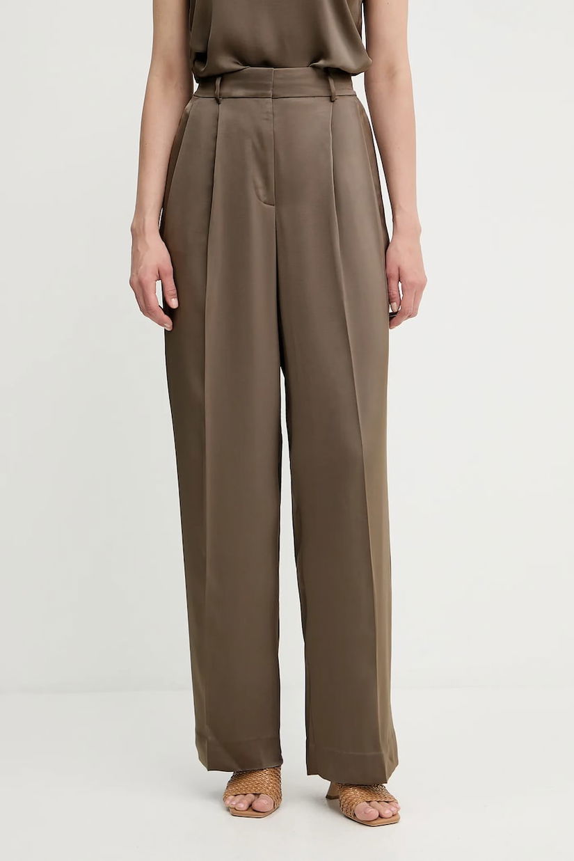 MICHAEL Michael Kors pantaloni culoarea verde, drept, high waist, MT530VRAYJ