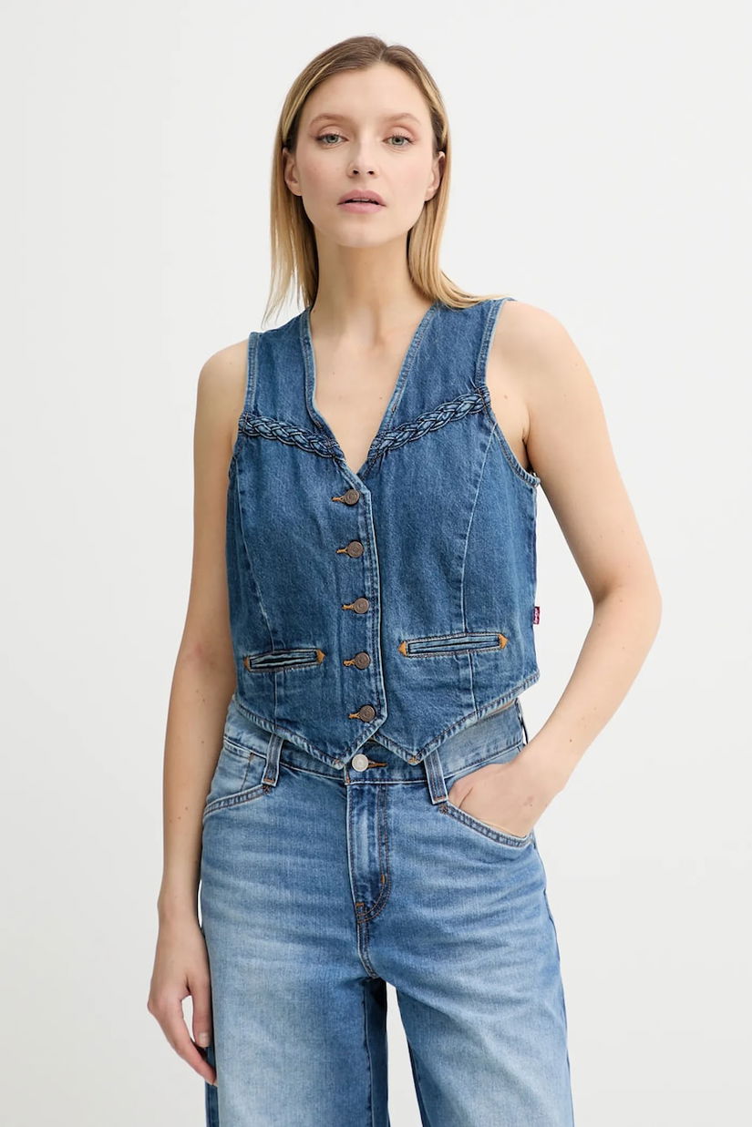 Levi's vestă jeans un singur rând de nasturi, 001WQ