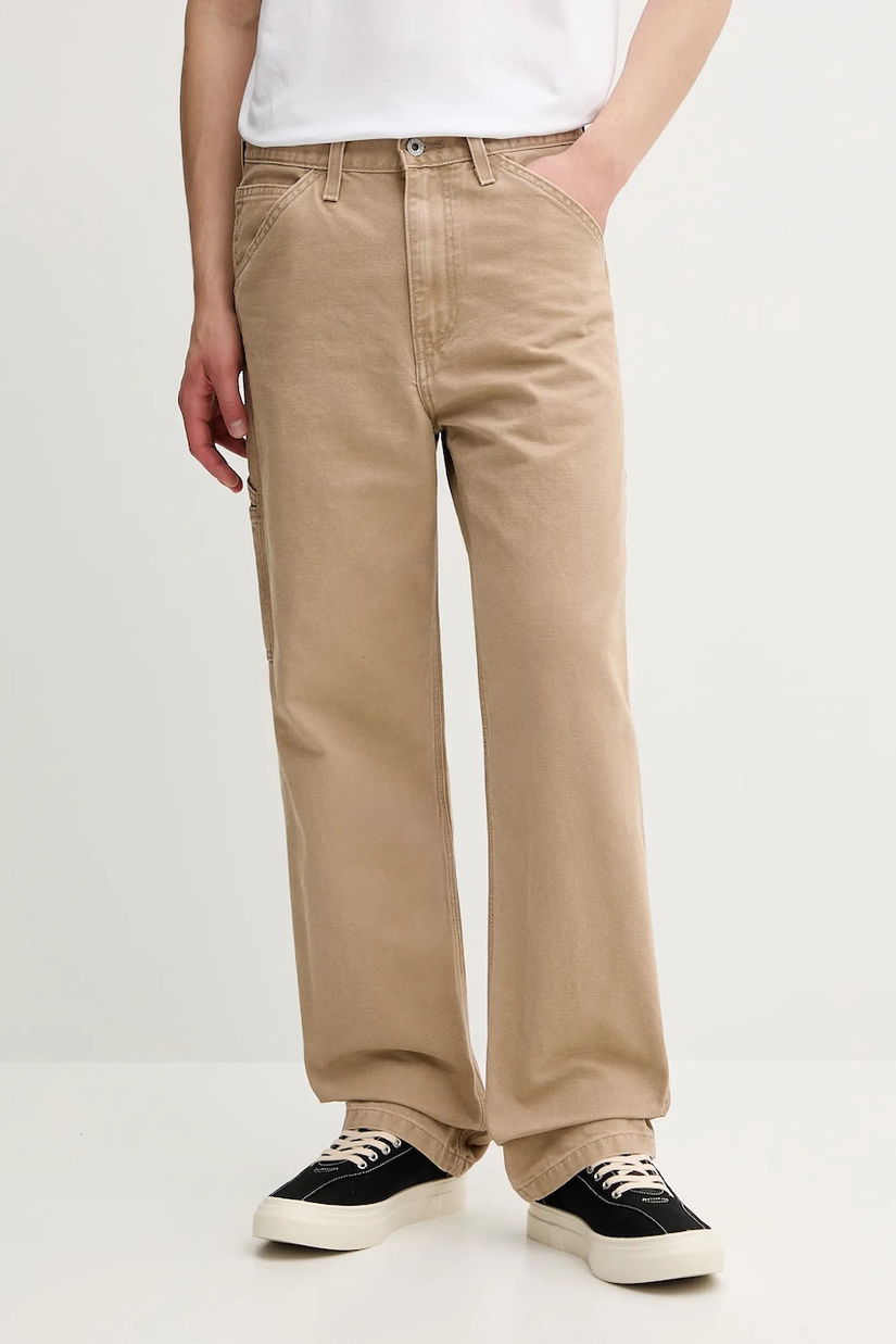 Levi's pantaloni de bumbac culoarea bej, drept, 55849