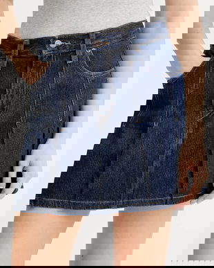 Levi's fustă jeans culoarea bleumarin, mini, evazați, 001VO