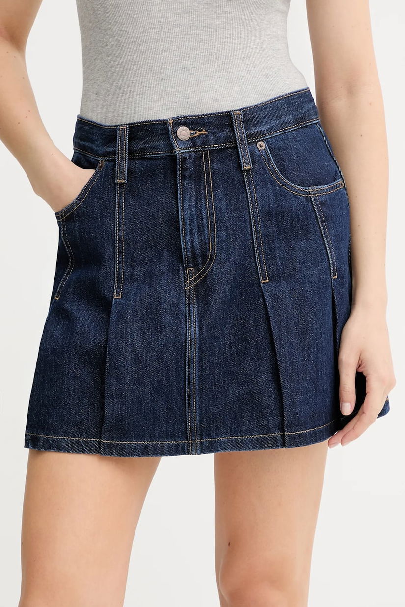 Levi's fustă jeans culoarea bleumarin, mini, evazați, 001VO