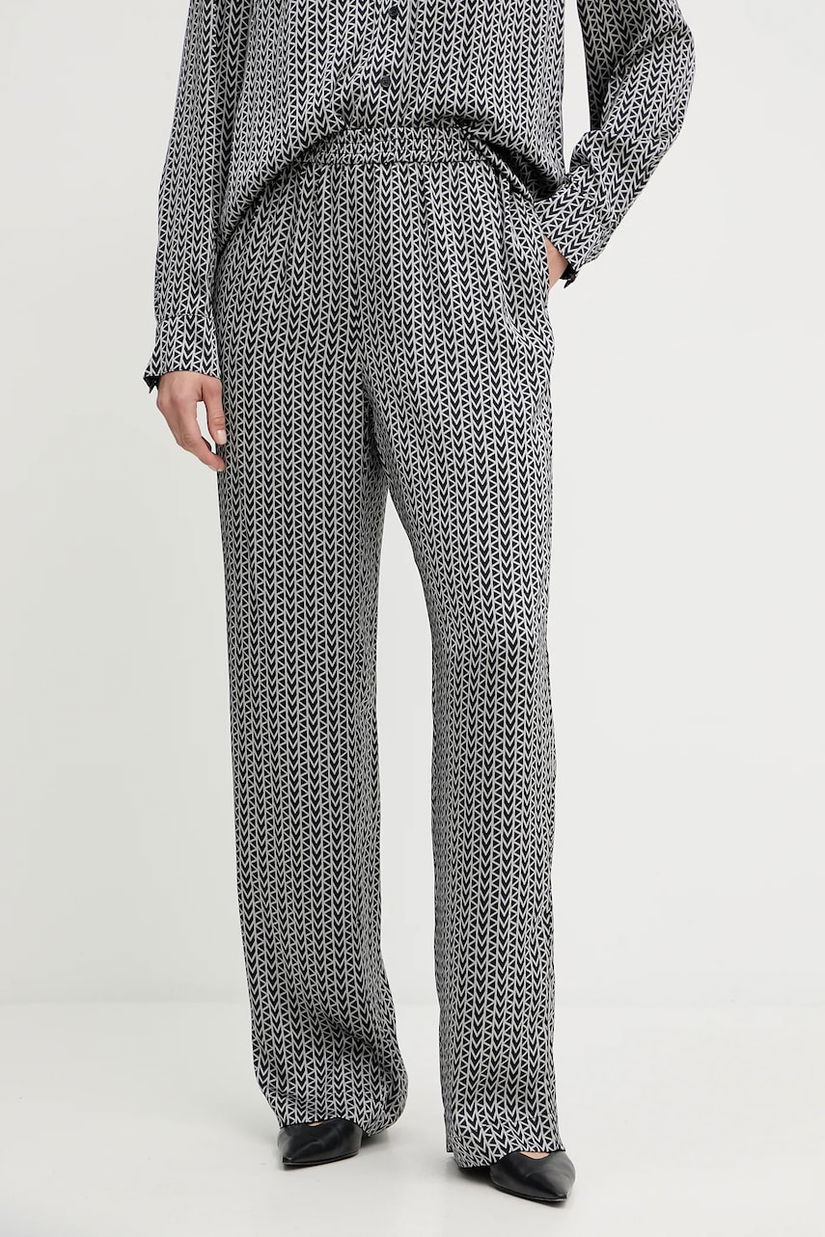 MICHAEL Michael Kors pantaloni culoarea gri, lat, high waist, MT53H0DJLW