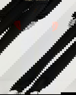 Just Cavalli pantaloni de trening din bumbac culoarea negru, uni, 79PAAE20 CF100