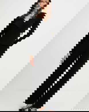 Joseph Ribkoff salopetă culoarea negru, cu decolteu in v, 253046