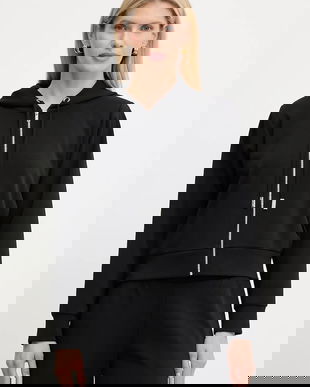 MICHAEL Michael Kors bluză culoarea negru, cu glugă, uni, MT551SSE45