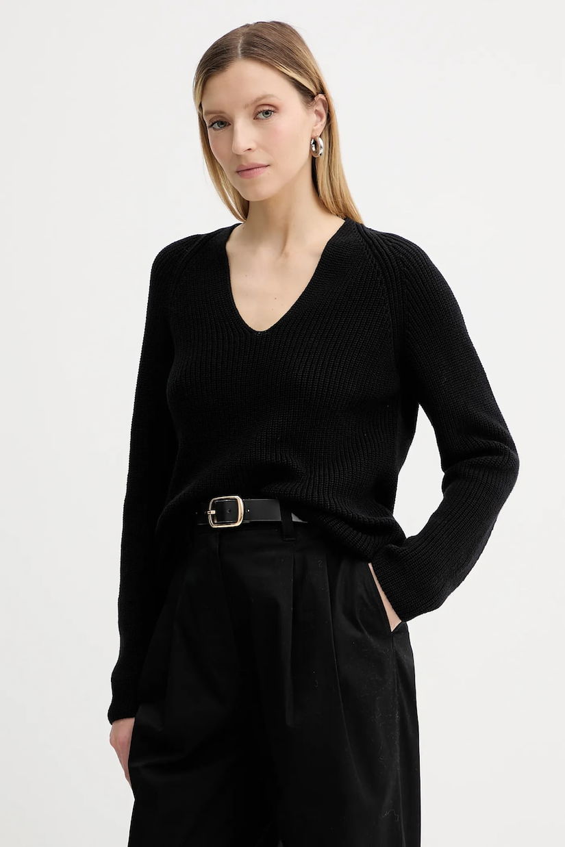 Marc O'Polo pulover de bumbac culoarea negru, 506605960097