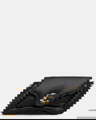 Coccinelle poșetă de piele COCCINELLE C-ME FLUFFY culoarea negru, E1.SUE.12.01.01