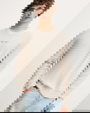 Tommy Jeans pulover culoarea bej, DM0DM21655