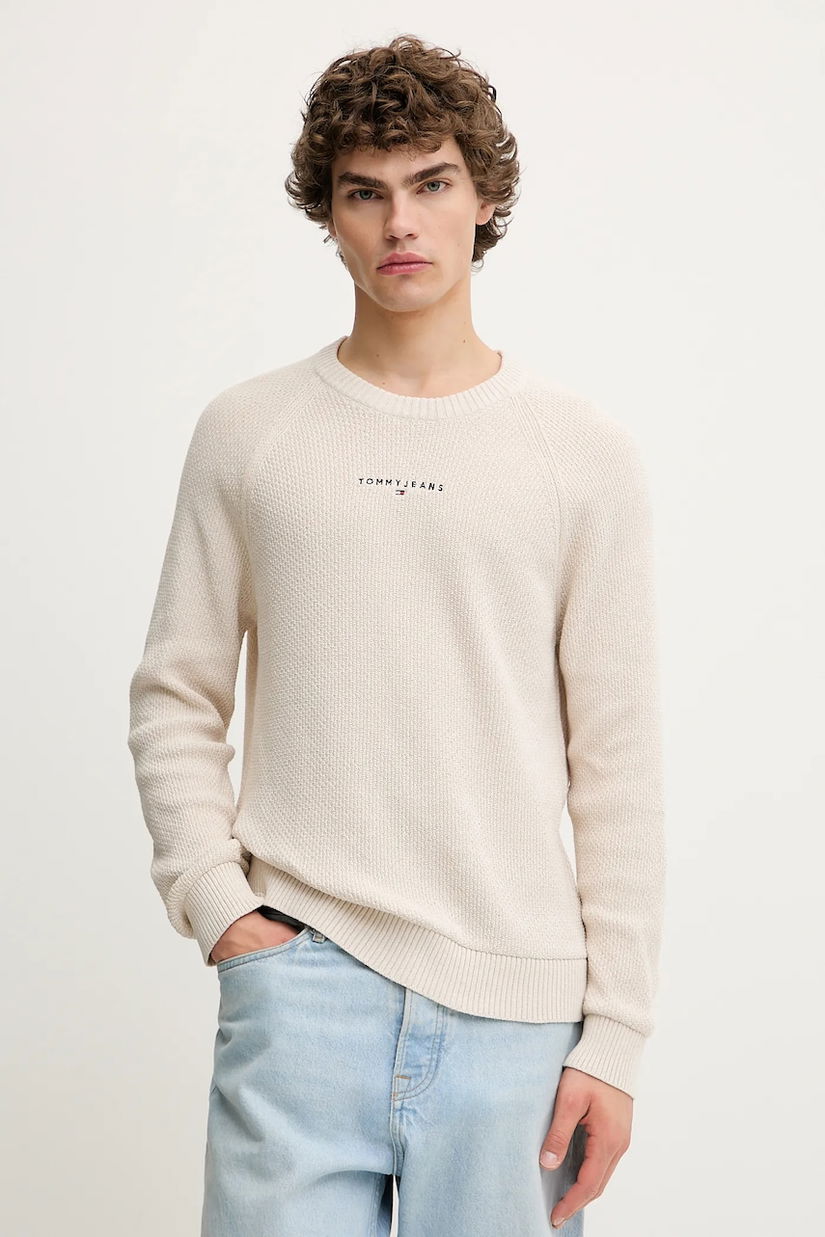 Tommy Jeans pulover culoarea bej, DM0DM21655