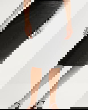 Marc O'Polo fustă de piele culoarea negru, mini, creion, 506703577011