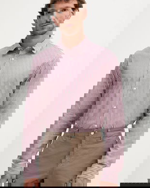 Michael Kors cămașă culoarea bordo, cu guler clasic, regular, CT5409THVA