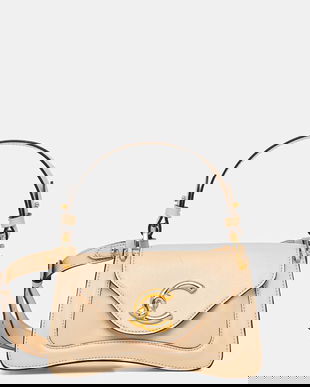 Coccinelle poșetă de piele COCCINELLE C-ME CALF culoarea bej, E1.SSK.18.04.01