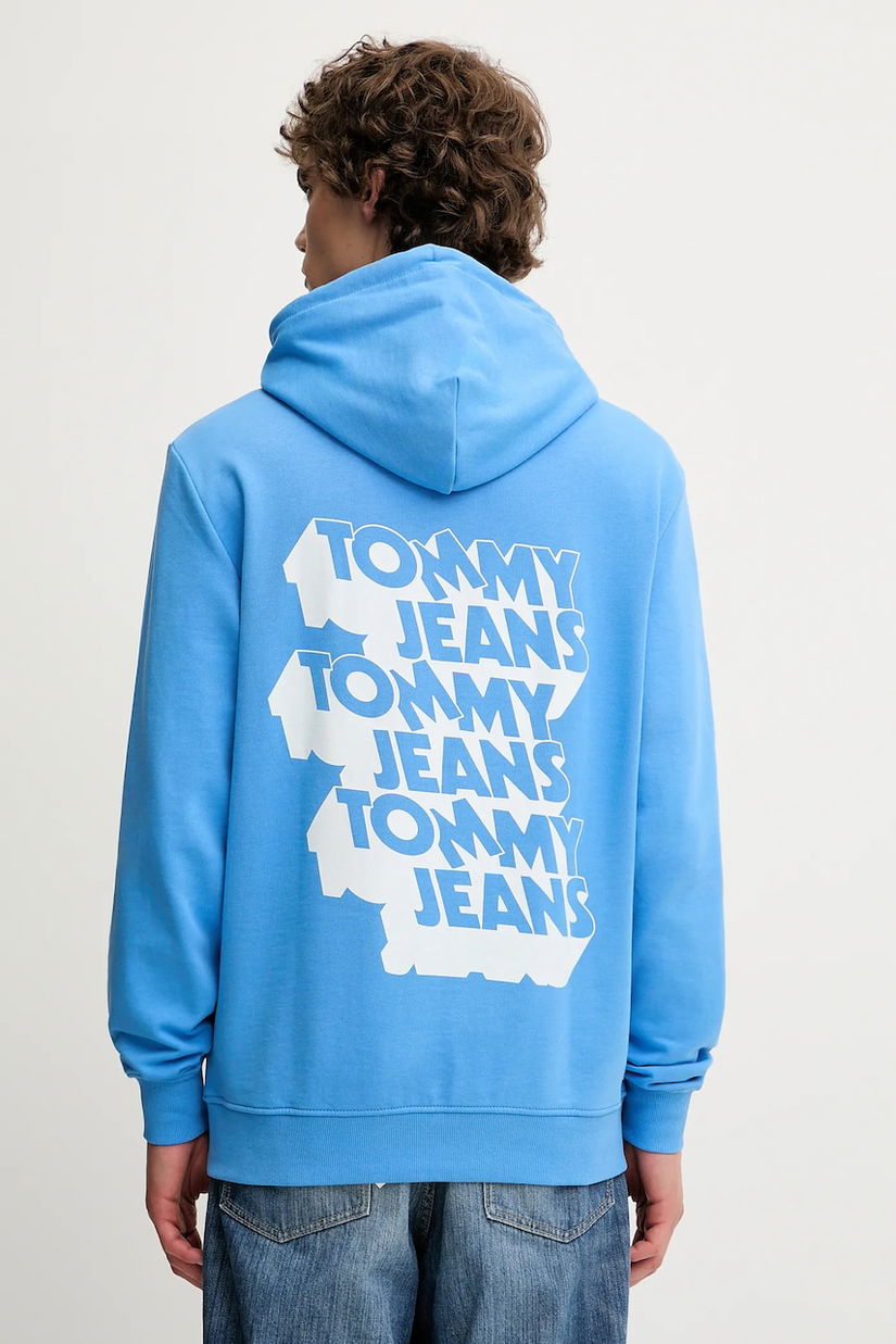 Tommy Jeans hanorac de bumbac cu glugă, cu imprimeu, DM0DM21625
