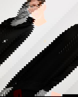 Just Cavalli hanorac de bumbac culoarea negru, cu glugă, uni, 79OAIT06 CF500