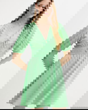 Pepe Jeans rochie culoarea verde, mini, evazați, PL953753