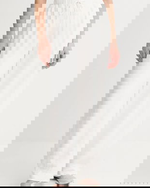 Gestuz pantaloni culoarea bej, lat, high waist, 10910440