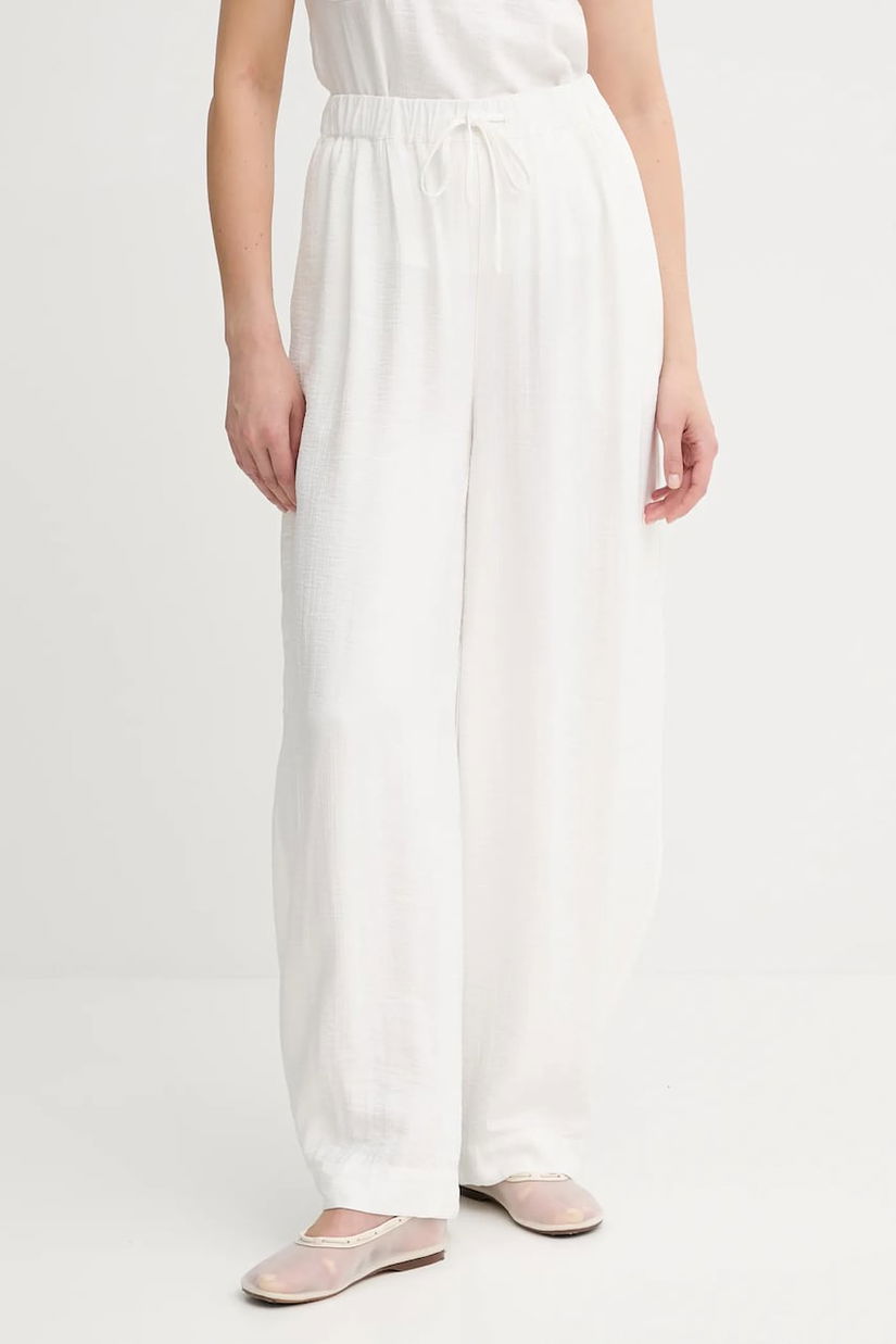 Gestuz pantaloni culoarea bej, lat, high waist, 10910440