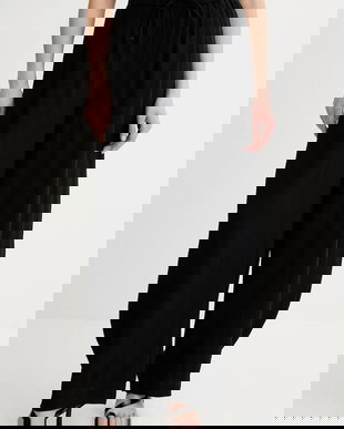 Gestuz pantaloni culoarea negru, lat, high waist, 10910440