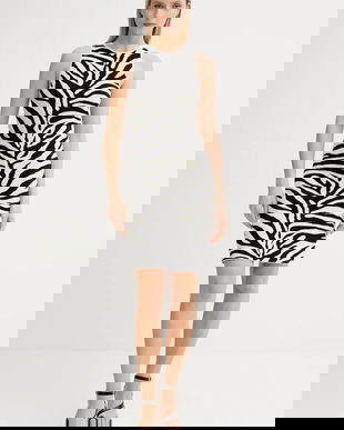 Gestuz rochie culoarea negru, mini, mulată, 10910342