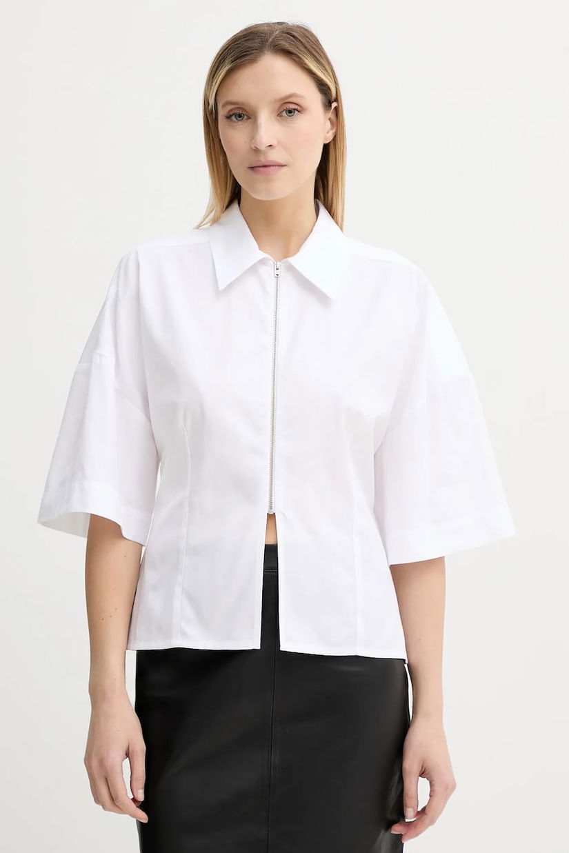 Won Hundred cămașă din bumbac culoarea alb, cu guler clasic, relaxed, 3688-14287