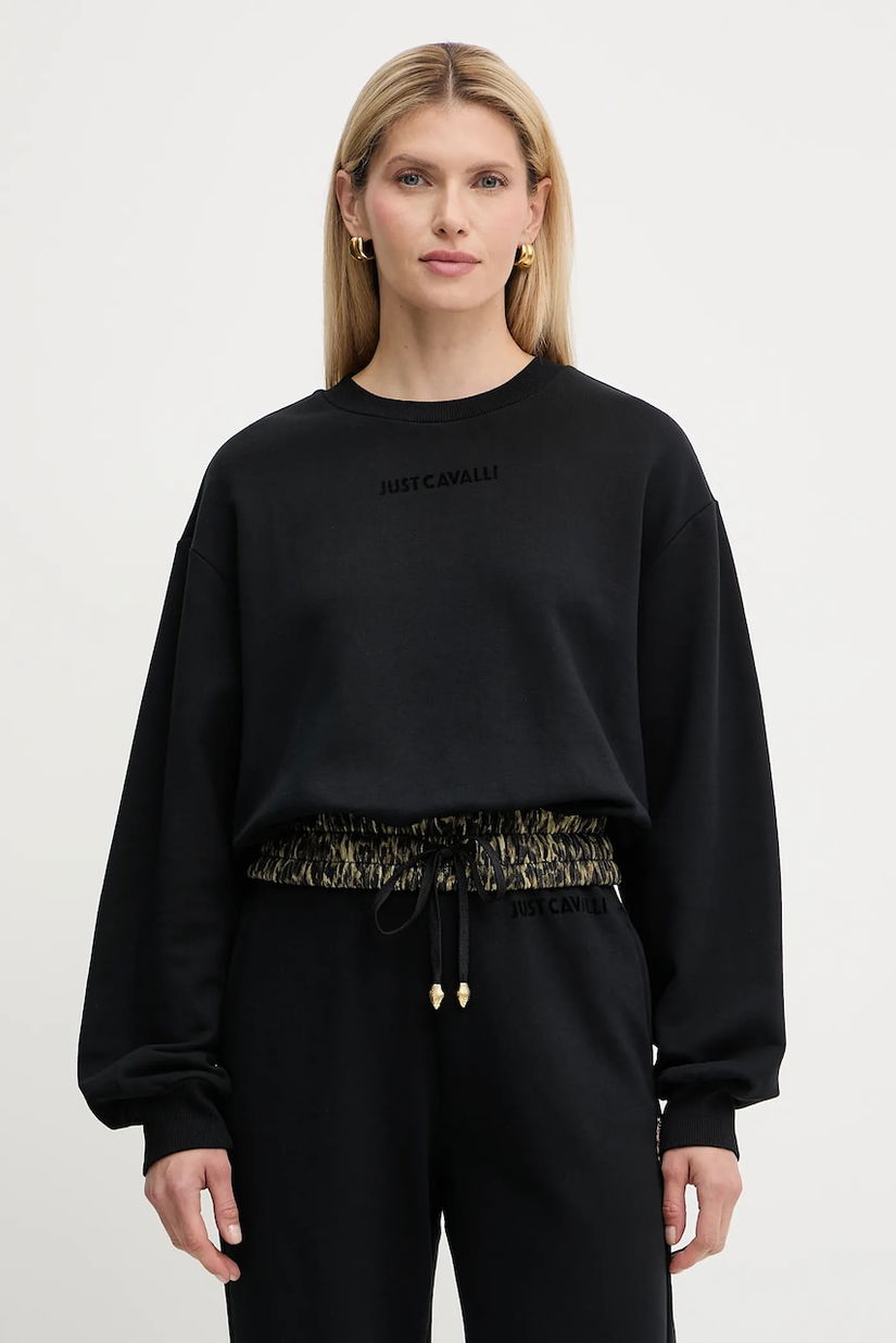 Just Cavalli hanorac de bumbac culoarea negru, uni, 79PAIE20 CF100
