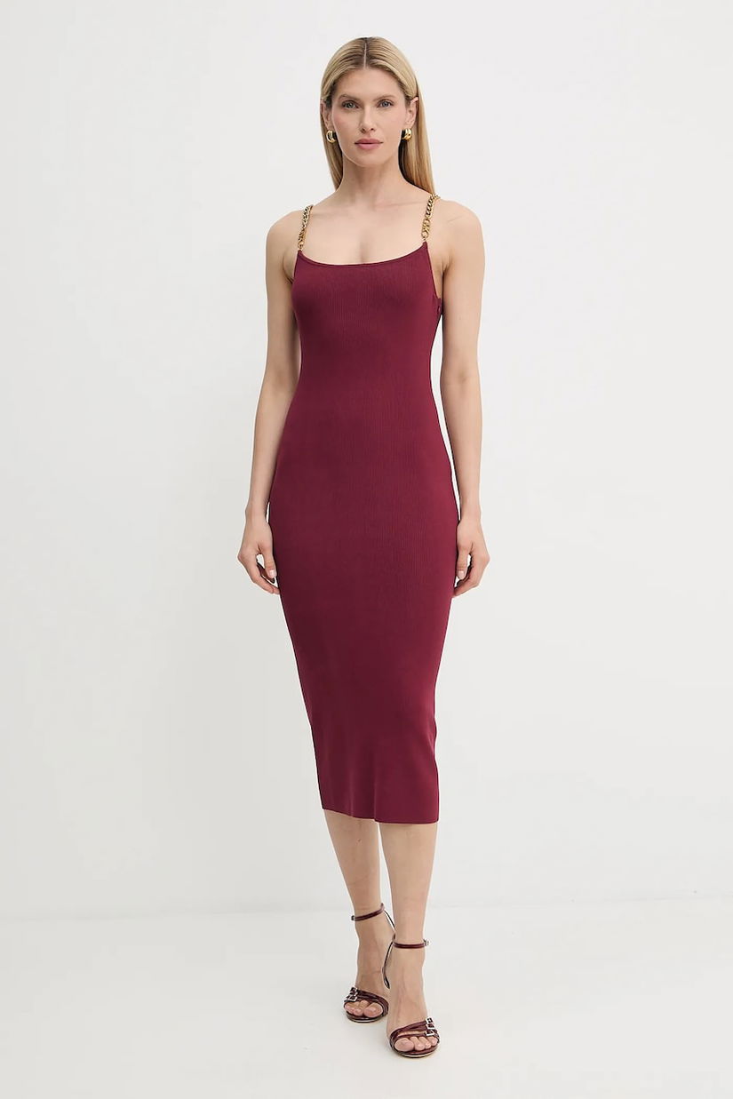MICHAEL Michael Kors rochie culoarea bordo, midi, mulată, MT5831M33D