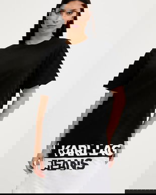 Karl Lagerfeld Jeans rochie din bumbac culoarea negru, mini, oversize, A3W13005