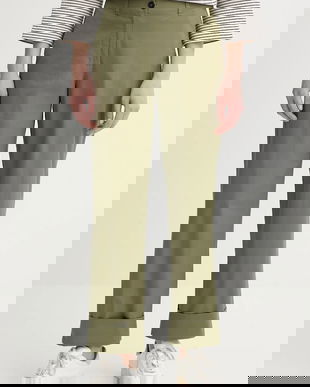 Marc O'Polo pantaloni culoarea verde, lat, high waist, 506034110243