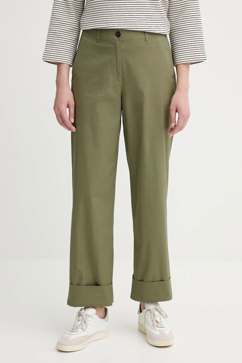 Marc O'Polo pantaloni culoarea verde, lat, high waist, 506034110243