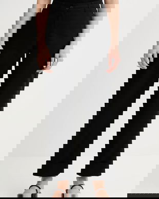 Marc O'Polo pantaloni culoarea negru, lat, high waist, 506034110243