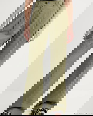 Marc O'Polo pantaloni culoarea verde, lat, high waist, 506034110105