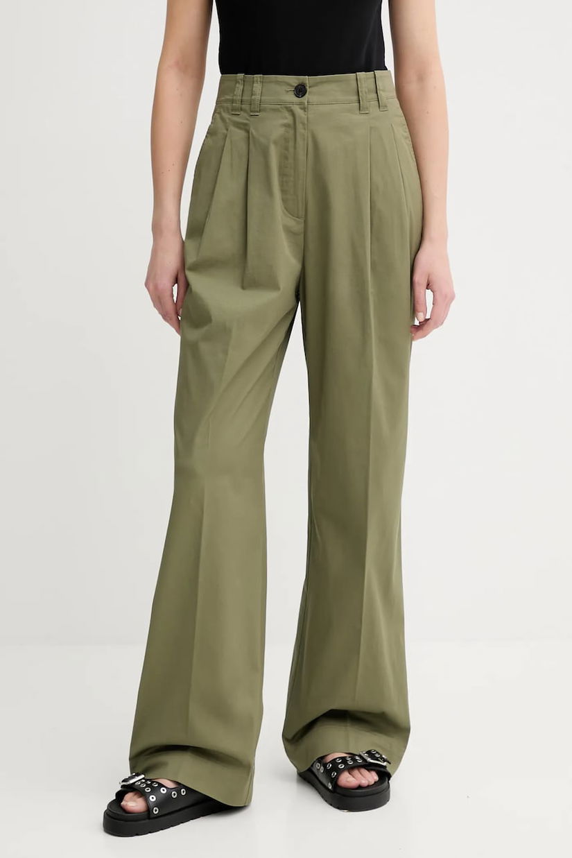 Marc O'Polo pantaloni culoarea verde, lat, high waist, 506034110105