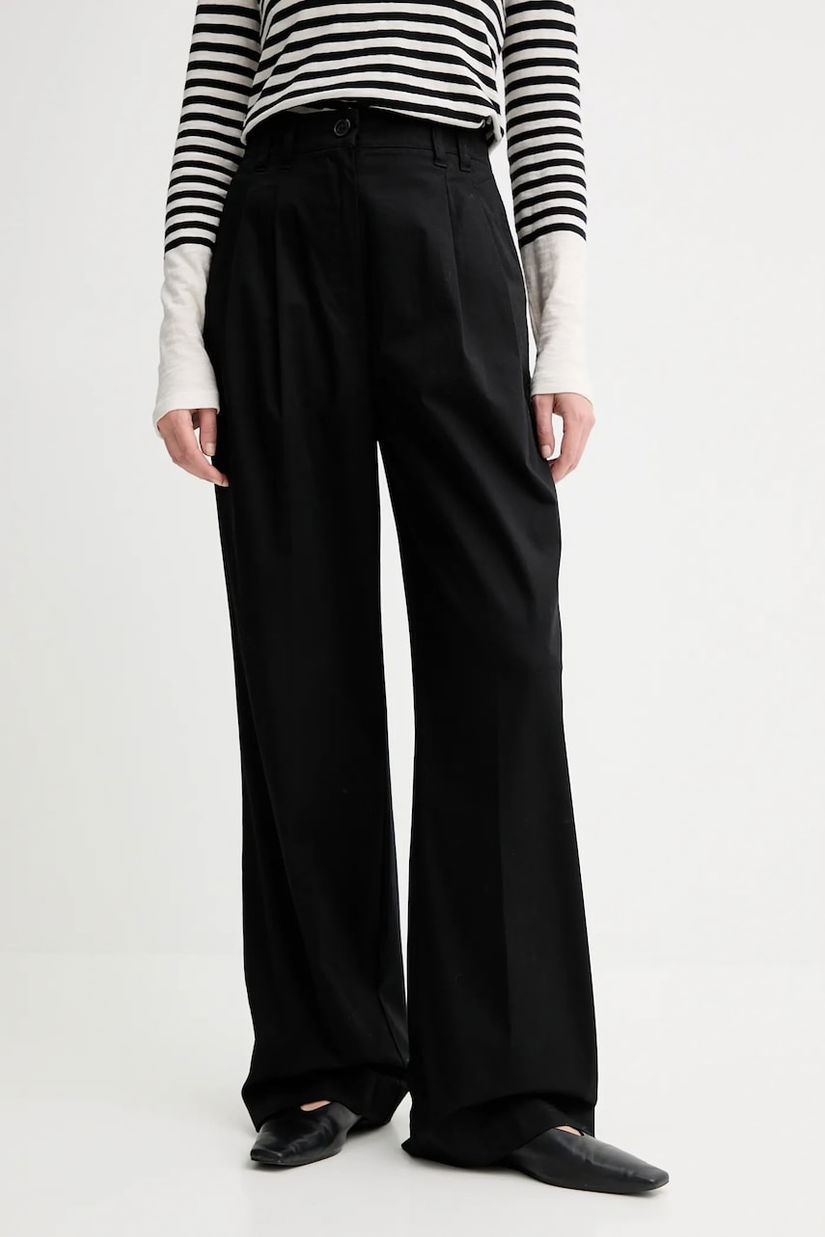Marc O'Polo pantaloni culoarea negru, lat, high waist, 506034110105