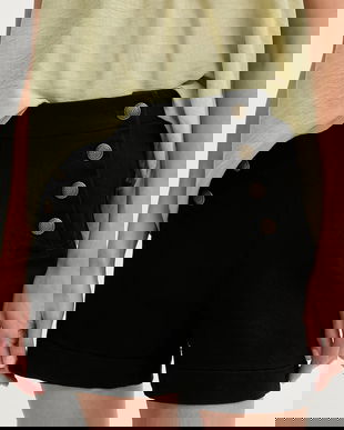 Answear Lab pantaloni scurti culoarea negru, neted, high waist