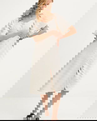 Answear Lab rochie din in culoarea bej, midi, drept