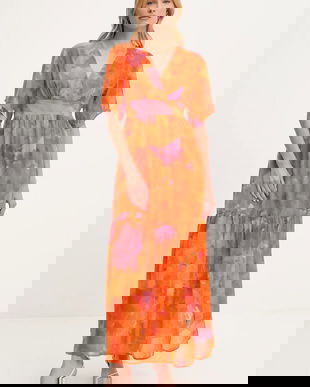 Answear Lab rochie culoarea portocaliu, midi, evazati