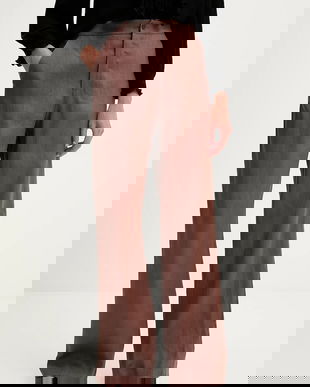 Answear Lab pantaloni din in culoarea maro, lat, high waist