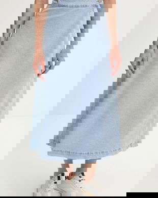 Answear Lab fusta jeans midi, evazati