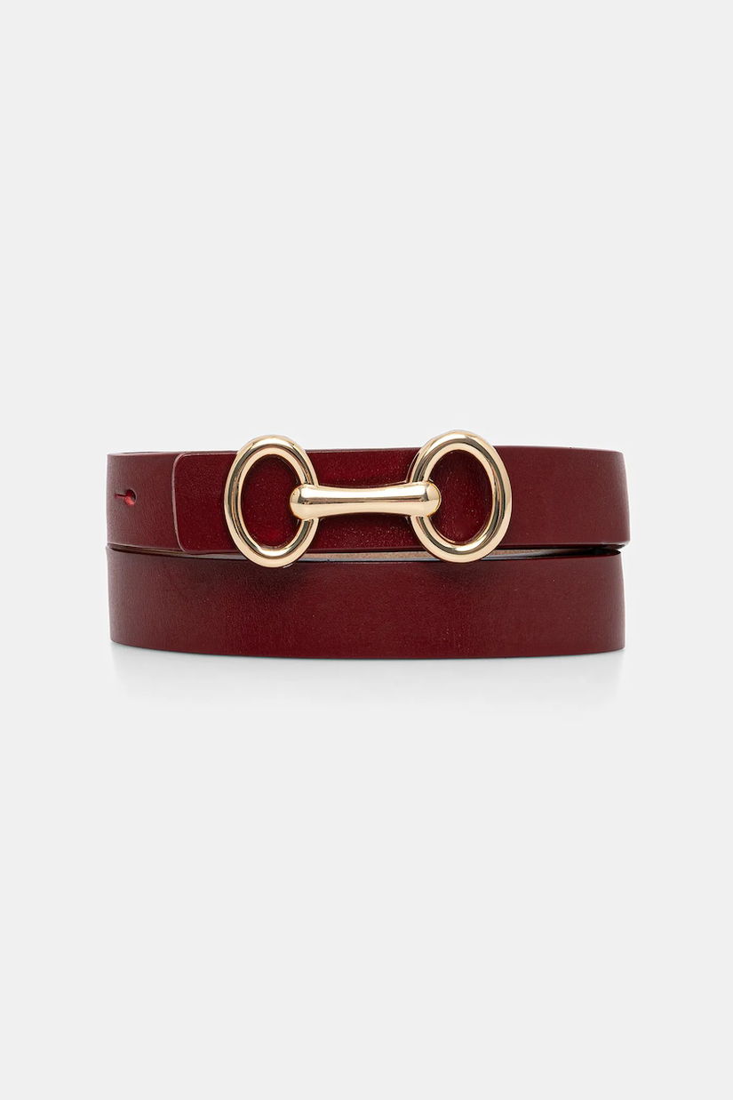 Answear Lab curea de piele culoarea bordo
