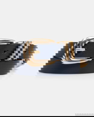 Answear Lab curea de piele culoarea albastru marin