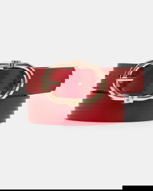 Answear Lab curea de piele culoarea rosu