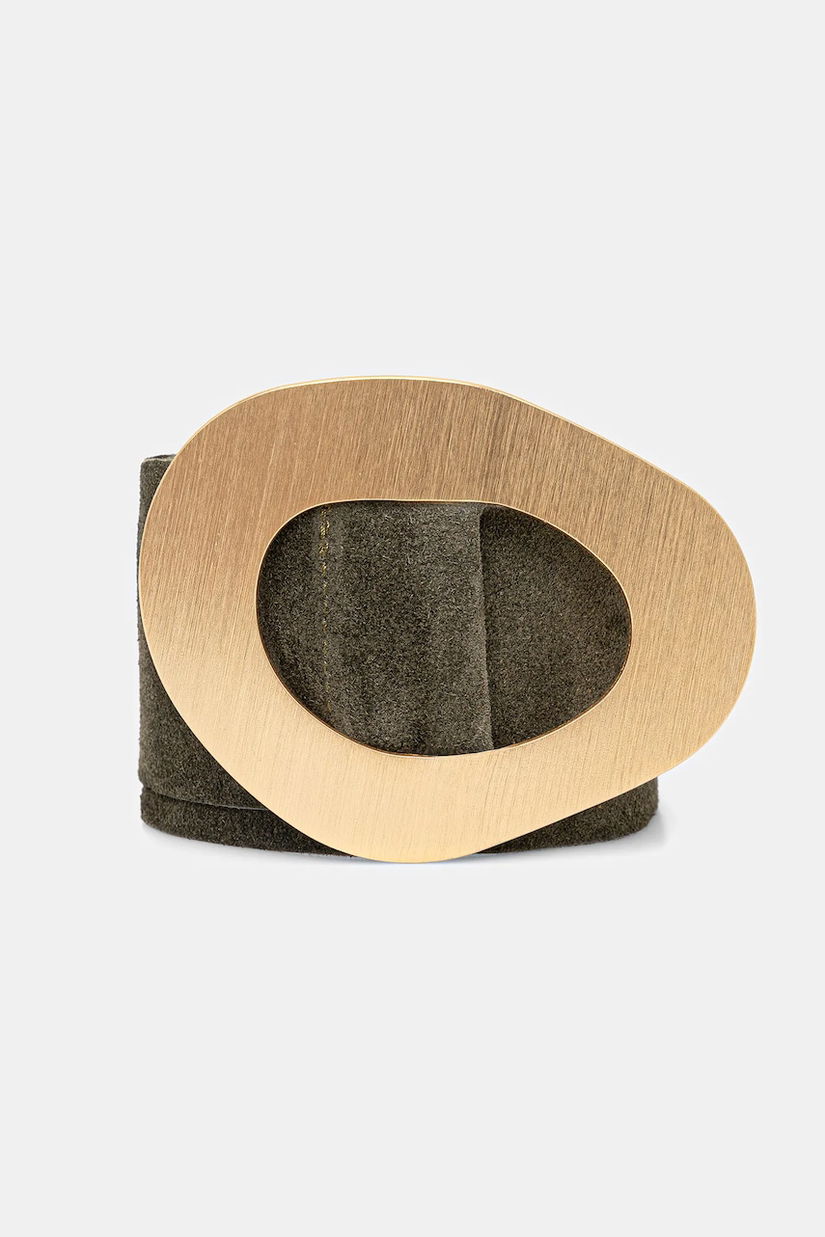 Answear Lab curea din piele intoarsa culoarea verde