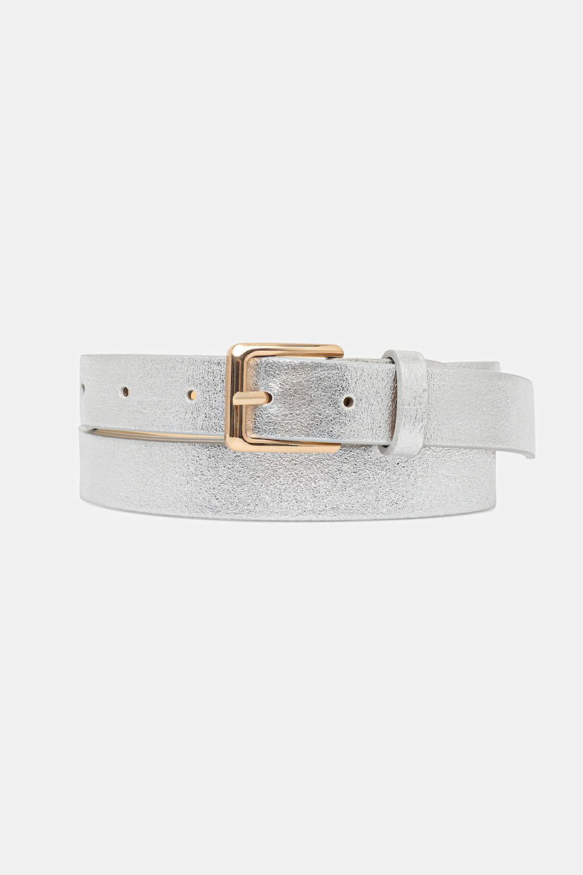 Answear Lab curea de piele culoarea argintiu