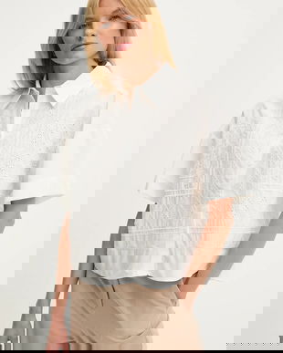 Answear Lab camasa din bumbac culoarea alb, cu guler clasic, relaxed