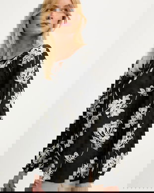 Answear Lab bluza culoarea negru, cu imprimeu