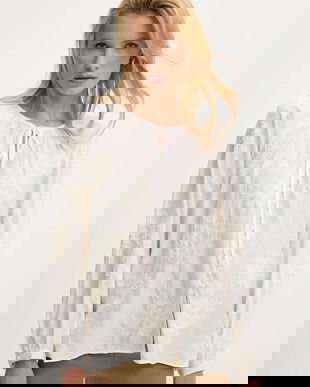 Answear Lab bluza culoarea alb, cu imprimeu