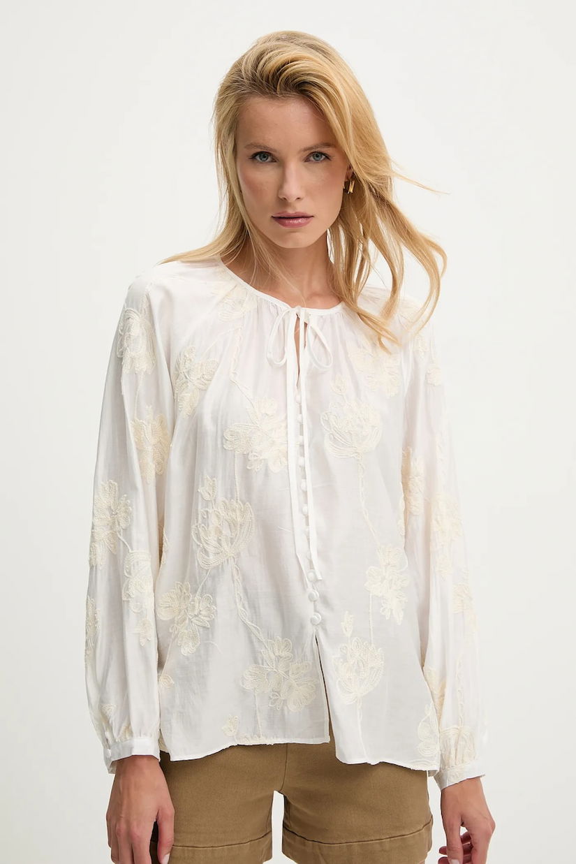 Answear Lab bluza culoarea alb, cu imprimeu