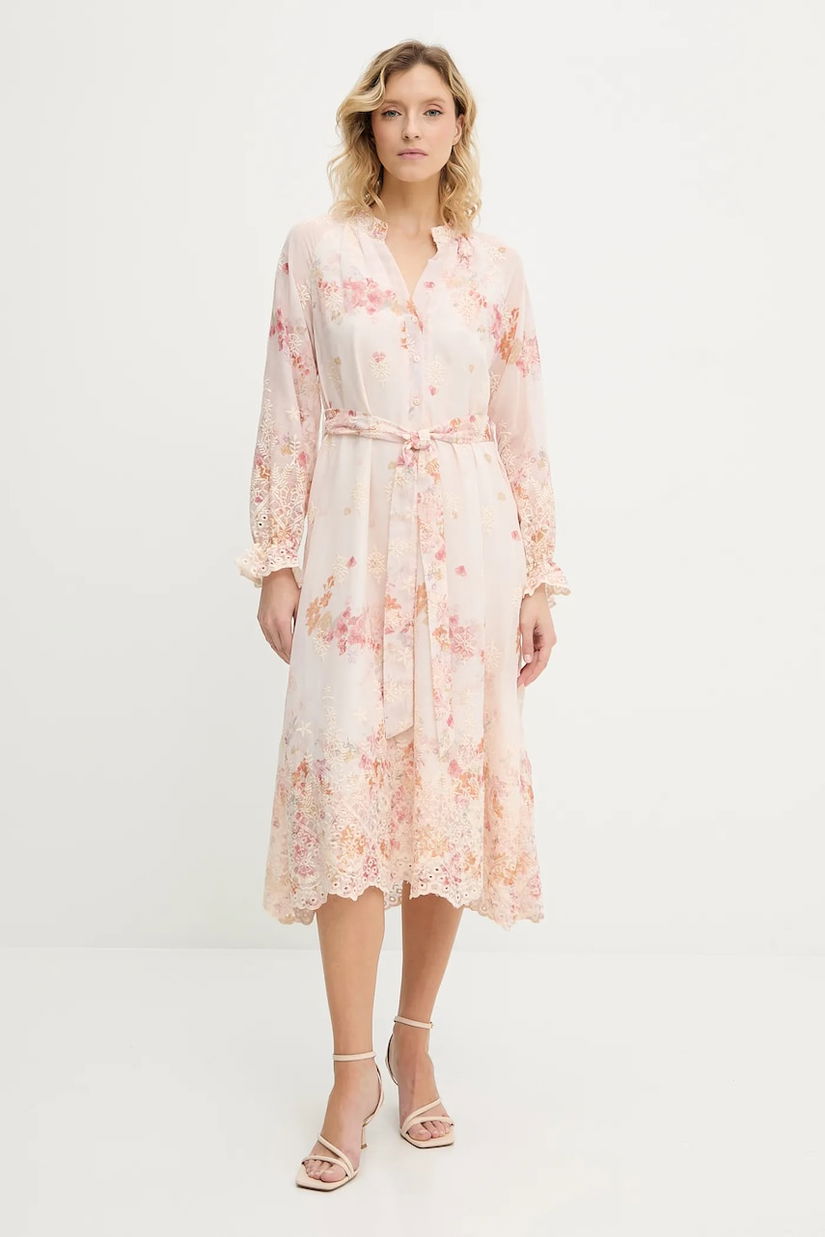 Answear Lab rochie culoarea roz, midi, evazati