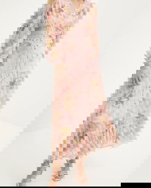 Answear Lab rochie culoarea roz, maxi, evazati