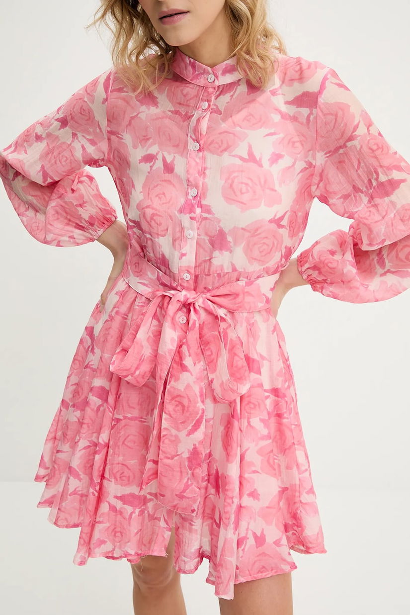 Answear Lab rochie din matase culoarea roz, mini, evazati